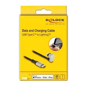 כבל iPhone גיימינג תקע USB-C 2.0 לתקע Lightning MFi בזווית 180° תומך PD 9V / 3A ז/ז DELOCK | 80025