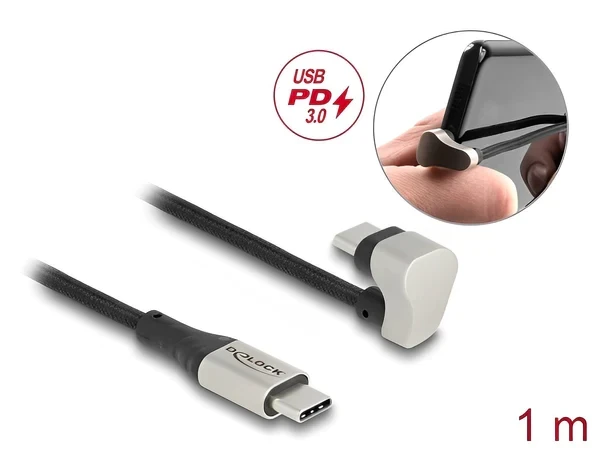 כבל גיימינג USB-C 2.0 בזווית 180° תומך PD 60 W ז/ז DELOCK | 88159