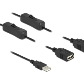 כבל חשמל תקע USB-A ל- 2 שקעים USB-A + מפסקים ז/נ DELOCK | 86803