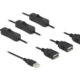 כבל חשמל תקע USB-A ל- 3 שקעים USB-A + מפסקים ז/נ DELOCK | 86804