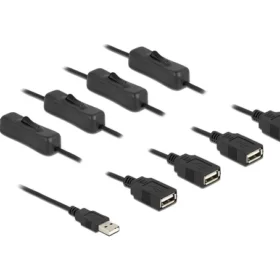 כבל חשמל תקע USB-A ל- 4 שקעים USB-A + מפסקים ז/נ DELOCK | 86805