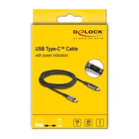 כבל טעינה מהירה עם צג USB-C 2.0 תומך PD 3.0 100 W ז/ז DELOCK 86809