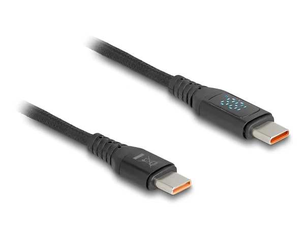 כבל טעינה מהירה עם צג USB-C 2.0 תומך PD 3.1 140 W ז/ז DELOCK | 88136