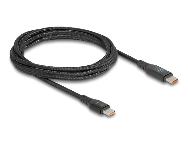 כבל טעינה מהירה עם צג USB-C 2.0 תומך PD 3.1 140 W ז/ז DELOCK | 88136