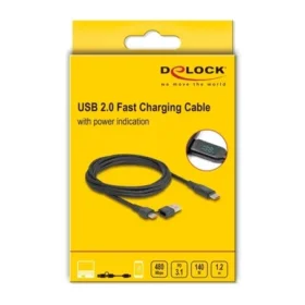כבל טעינה מהירה עם צג תקע USB-C 2.0 לתקע USB-C/A תומך PD 3.1 140 W ז/ז DELOCK | 88137