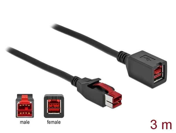כבל מאריך PoweredUSB 24V עבור מדפסות קופה ומסופים ז/נ DELOCK | 85987