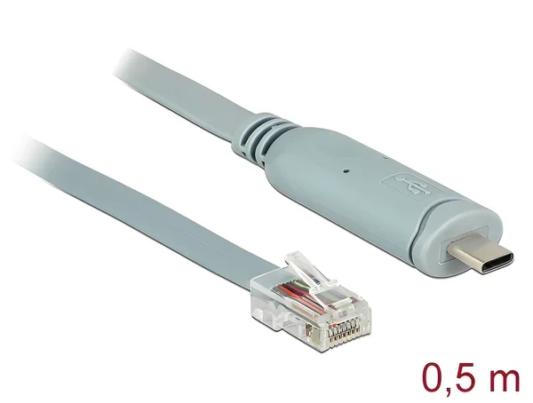 כבל קונסול לסיסקו אפור USB-C זכר לתקע RJ45 RS-232 צ'יפ FTDI ז/ז DELOCK | 89917