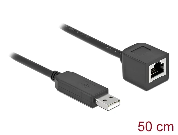 כבל קונסול לסיסקו שחור USB-A זכר לשקע RJ45 RS-232 צ'יפ FTDI FT231XS זז DELOCK 64163