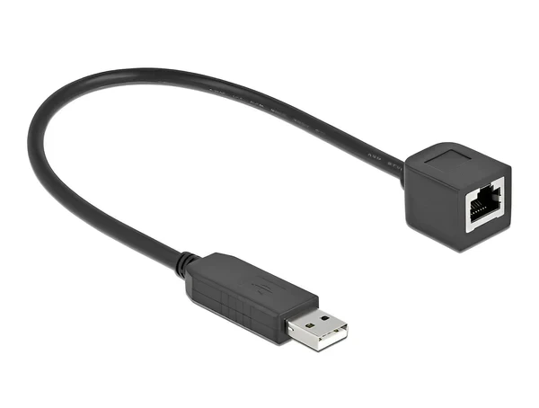 כבל קונסול לסיסקו שחור USB-A זכר לשקע RJ45 RS-232 צ'יפ FTDI FT231XS זז DELOCK 64163