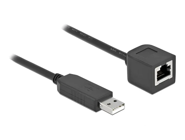כבל קונסול לסיסקו שחור USB-A זכר לשקע RJ45 RS-232 צ'יפ FTDI FT231XS זז DELOCK 64163