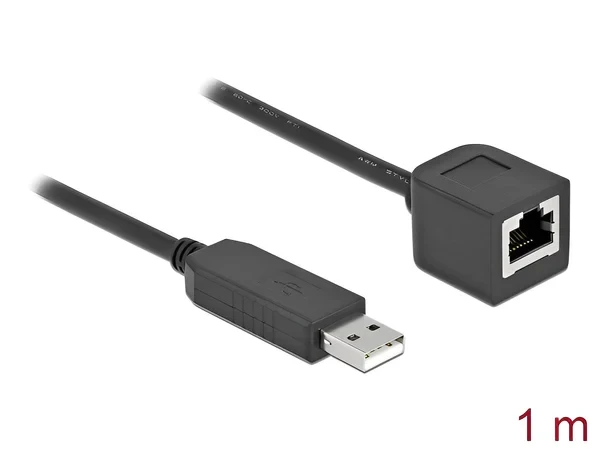 כבל קונסול לסיסקו שחור USB-A זכר לשקע RJ45 RS-232 צ'יפ FTDI FT231XS ז/ז DELOCK | 64164