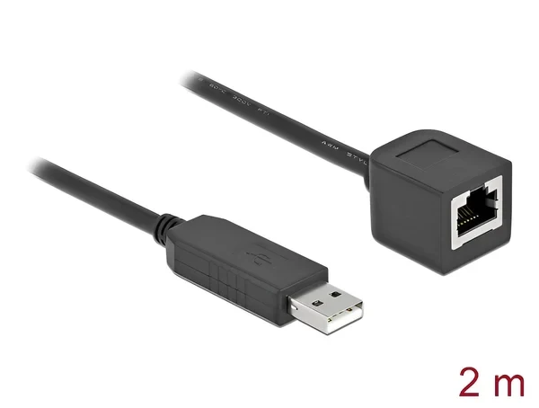 כבל קונסול לסיסקו שחור USB-A זכר לשקע RJ45 RS-232 צ'יפ FTDI FT231XS ז/ז DELOCK | 64165