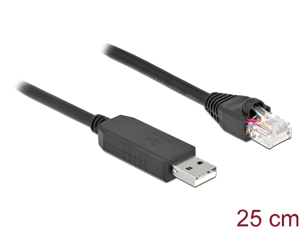 כבל קונסול לסיסקו שחור USB-A זכר לתקע RJ45 RS-232 צ'יפ FTDI FT231XS ז/ז DELOCK | 64158