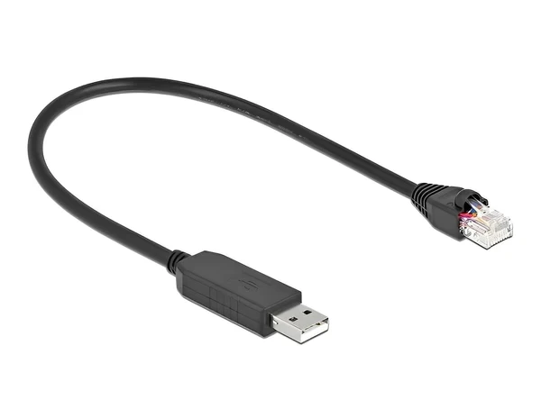 כבל קונסול לסיסקו שחור USB-A זכר לתקע RJ45 RS-232 צ'יפ FTDI FT231XS ז/ז DELOCK | 64158