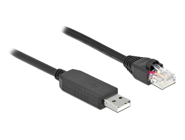 כבל קונסול לסיסקו שחור USB-A זכר לתקע RJ45 RS-232 צ'יפ FTDI FT231XS ז/ז DELOCK | 64158