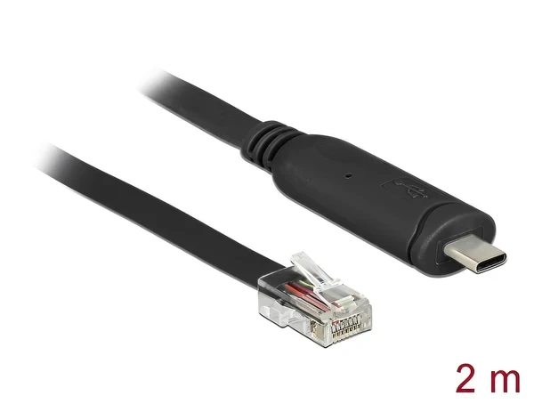 כבל קונסול לסיסקו שחור USB-C זכר לתקע RJ45 RS-232 צ'יפ FTDI ז/ז DELOCK | 63912