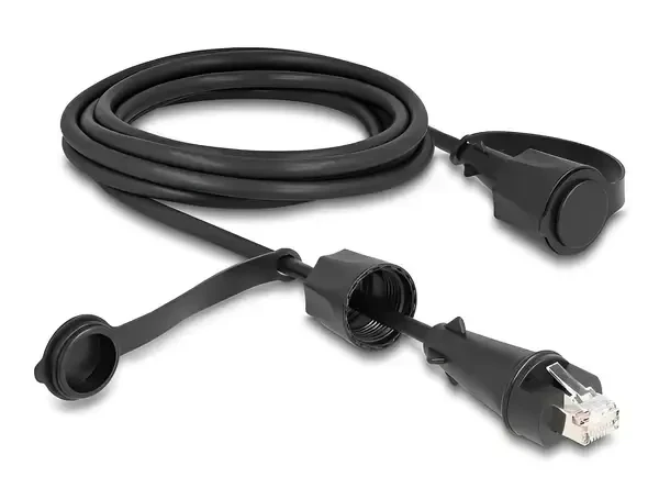 כבל רשת מסוכך RJ45 Cat.6 להתקנה בקדח עגול עם מכסה אטום נגד מים IP68 ז/ז DELOCK | 80168