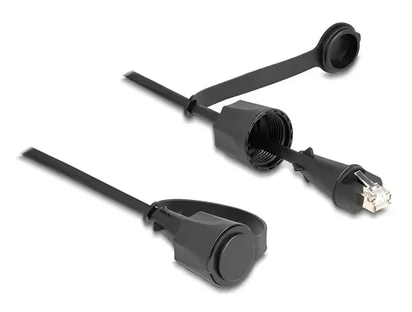 כבל רשת מסוכך RJ45 Cat.6 להתקנה בקדח עגול עם מכסה אטום נגד מים IP68 ז/ז DELOCK | 80168