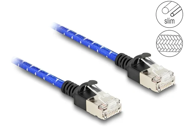כבל רשת מסוכך RJ45 Cat.6A U/FTP Slim עם ציפוי בד Nylon להגנה ז/ז DELOCK | 80376