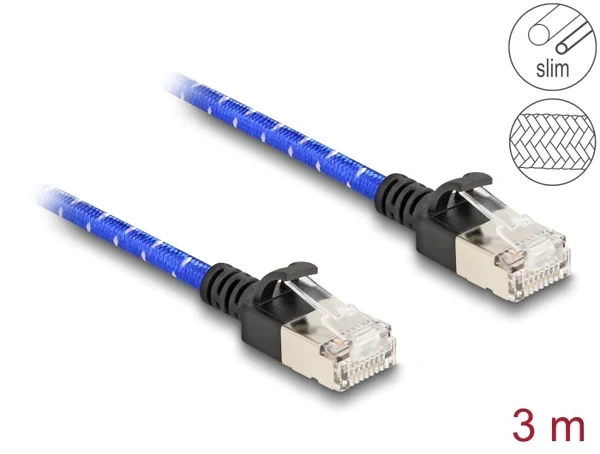 כבל רשת מסוכך RJ45 Cat.6A U/FTP Slim עם ציפוי בד Nylon להגנה ז/ז DELOCK | 80379