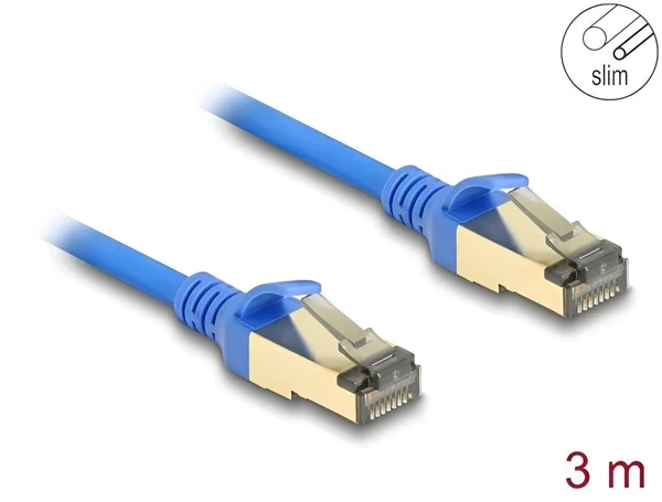 כבל רשת מסוכך RJ45 Cat.8.1 F/FTP 40Gbps Slim צבע כחול ז/ז DELOCK | 80335