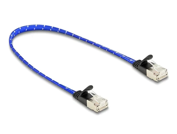 כבל רשת שטוח מסוכך RJ45 Cat.6A U/FTP עם ציפוי בד Nylon להגנה ז/ז DELOCK | 80385