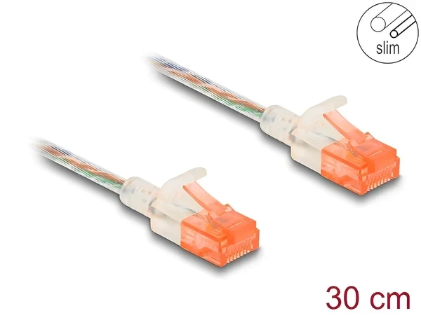 כבל רשת שקוף Cat.6A Slim דק במיוחד 3.5מ"מ ז/ז DELOCK | 80351