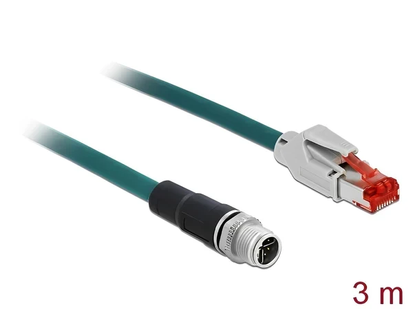 כבל רשת תעשייתי M12 Cat.5e PVC תקע 8pin X-coded לתקע RJ45 ז/ז DELOCK | 85427