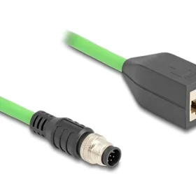 כבל רשת תעשייתי M12 PUR (TPU) תקע A-coded 8 pin לשקע RJ45 ז/נ DELOCK | 60570