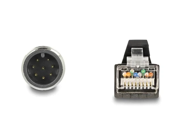 כבל רשת תעשייתי M12 PUR (TPU) תקע A-coded 8 pin לתקע RJ45 ז/נ DELOCK | 80421