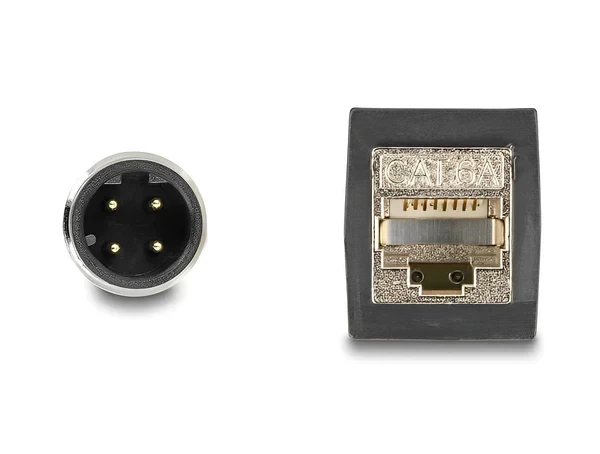 כבל רשת תעשייתי M12 PUR (TPU) תקע D-coded 4 pin לשקע RJ45 ז/נ DELOCK | 60571