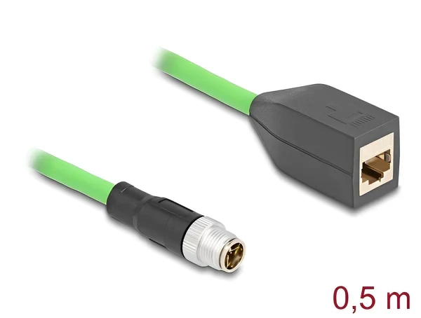 כבל רשת תעשייתי M12 PUR (TPU) תקע X-coded 8 pin לשקע RJ45 ז/נ DELOCK | 60572