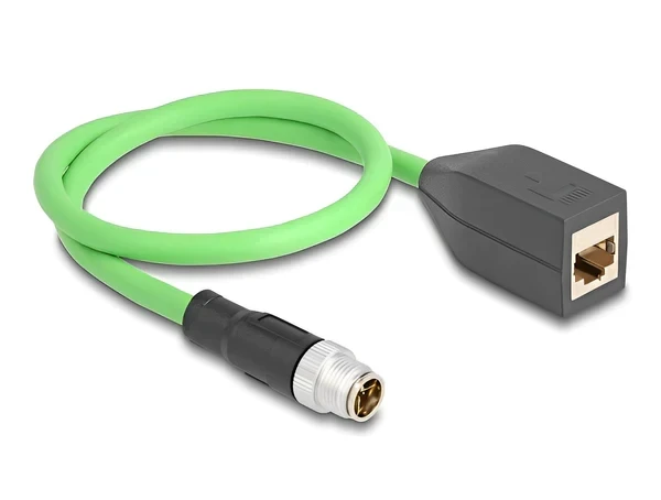 כבל רשת תעשייתי M12 PUR (TPU) תקע X-coded 8 pin לשקע RJ45 ז/נ DELOCK | 60572
