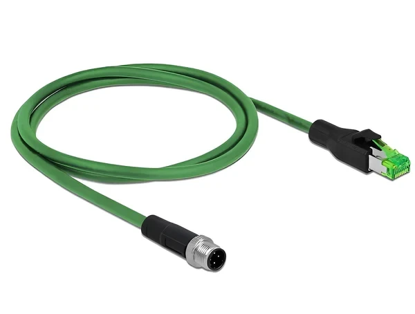 כבל רשת תעשייתי M12 PVC תקע 4pin D-coded לתקע RJ45 ז/נ DELOCK | 85438