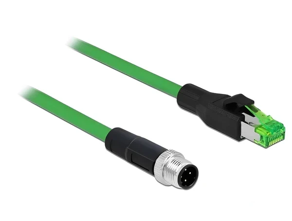 כבל רשת תעשייתי M12 PVC תקע 4pin D-coded לתקע RJ45 ז/נ DELOCK | 85438