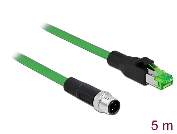 כבל רשת תעשייתי M12 PVC תקע 4pin D-coded לתקע RJ45 ז/נ DELOCK | 85440