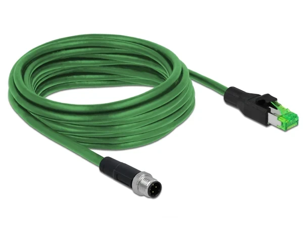 כבל רשת תעשייתי M12 PVC תקע 4pin D-coded לתקע RJ45 ז/נ DELOCK | 85440
