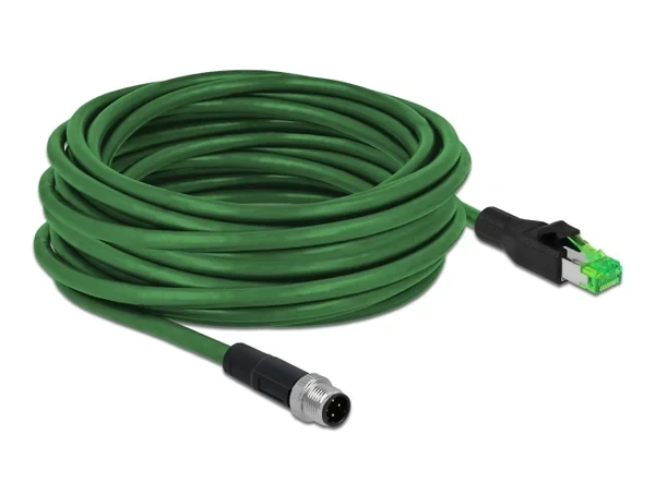 כבל רשת תעשייתי M12 PVC תקע 4pin D-coded לתקע RJ45 ז/נ DELOCK | 87842