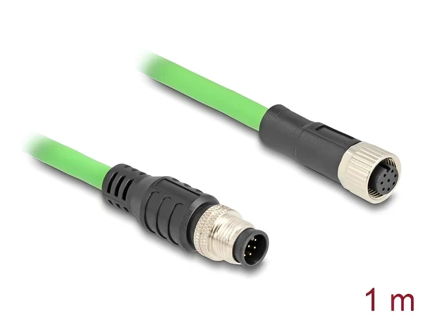 כבל רשת תעשייתי מאריך M12 8 pin A-coded PUR (TPU) ז/נ DELOCK | 80401