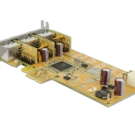 כרטיס PCIe x1 PoweredUSB Low profile עם 3 יציאות 12 וולט צ'יפ Pericom נ/נ DELOCK | 89656