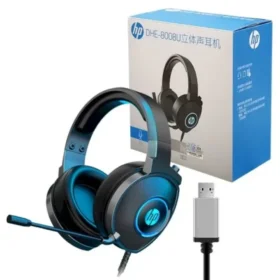 אוזניות כולל מיקרופון נשלף HP עם תאורת RGB חיבור USB\AUX כחול-שחור HP | 8008U