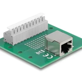 טרמינל בלוק DIN rail בחיבור לחיצה לשקע RJ50 כולל ברגים DELOCK | 67012
