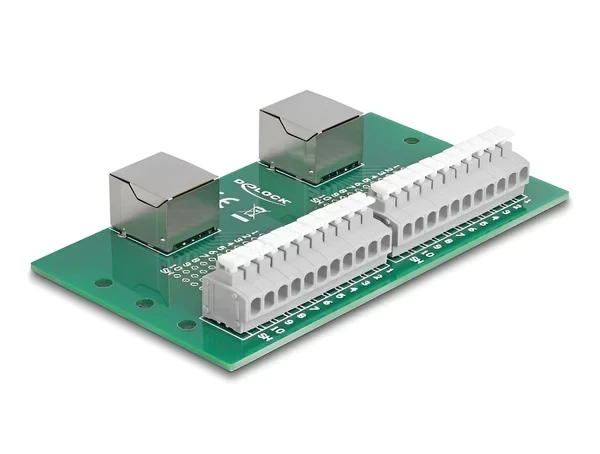 טרמינל בלוק DIN rail בחיבור לחיצה עם 2 יציאות RJ50 נקבה DELOCK 67014