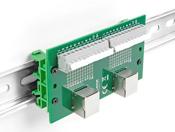 טרמינל בלוק DIN rail בחיבור לחיצה עם 2 יציאות RJ50 נקבה DELOCK 67014