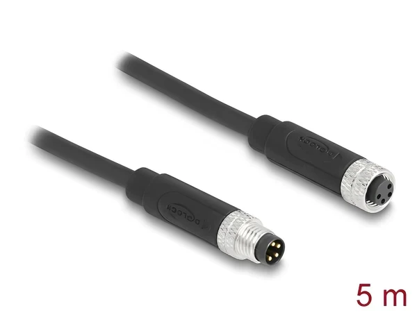 כבל רשת מאריך תעשייתי M8 PUR (TPU) תקע 4pin A-coded לשקע 4pin A-coded ז/נ DELOCK | 80145