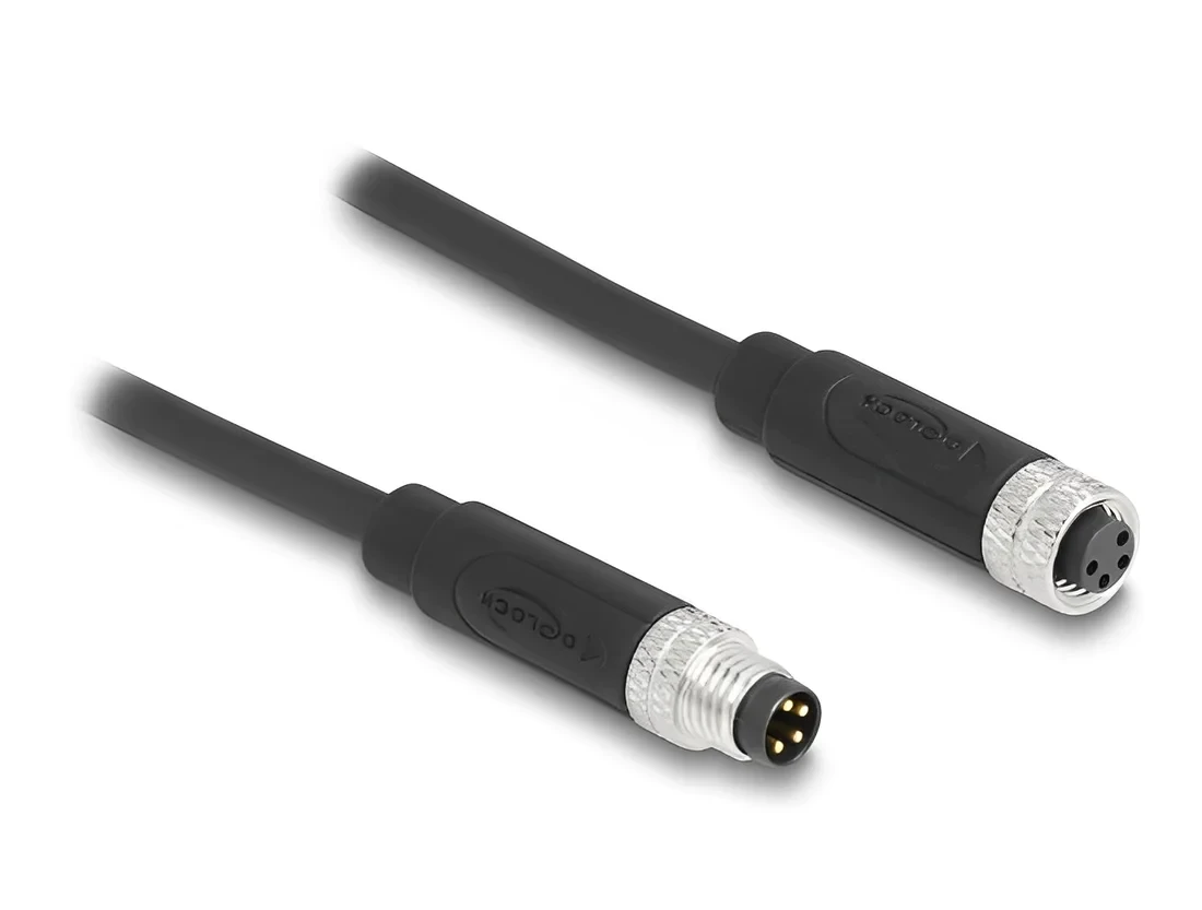כבל רשת מאריך תעשייתי M8 PUR (TPU) תקע 4pin A-coded לשקע 4pin A-coded ז/נ DELOCK | 80145