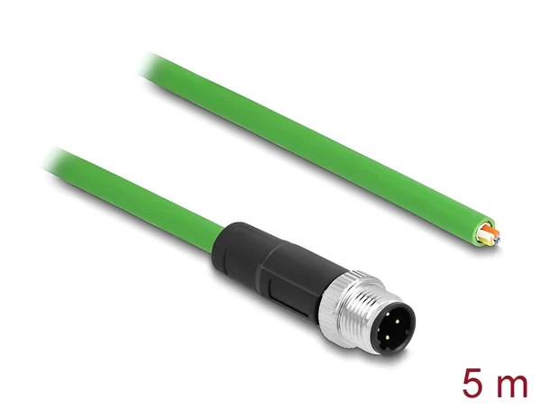 כבל רשת תעשייתי M12 PROFINET PUR (TPU) תקע 4pin D-coded נ/- DELOCK | 87850