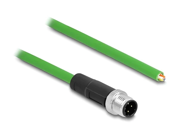 כבל רשת תעשייתי M12 PROFINET PUR (TPU) תקע 4pin D-coded נ/- DELOCK | 87850
