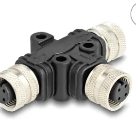 מפצל M12 T-Splitter IP67 שקע A-coded 4pin ל- 2 שקעים 4pin נ/נ DELOCK | 60566