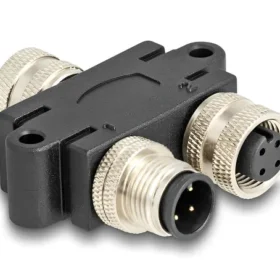 מפצל M12 Y-Splitter IP67 שקע A-coded 4pin לשקע 4pin + תקע 4pin נ/נ DELOCK | 60581
